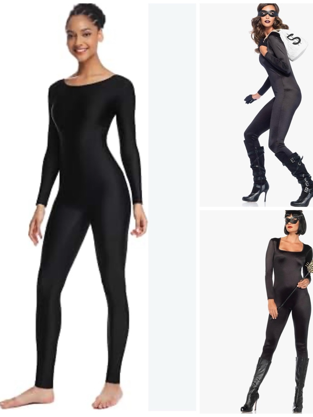 Black Long-Sleeve Women's Catsuit Jumpsuit
